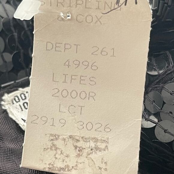 NWT - VINTAGE - 100% silk women Glam Boho black sequins short sleeves top MEDIUM - Picture 8 of 14